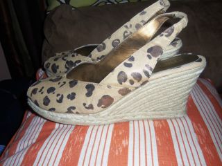 Womens Chico Leopard Esparilles Wedge Shoes Sz 10