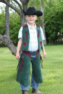 Cowboy Chinks Chaps & Matching Vest Children’s Medium Suede