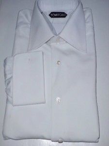655 Tom Ford 15 5 39 Solid White Spread Collar Cotton Tuxedo Formal