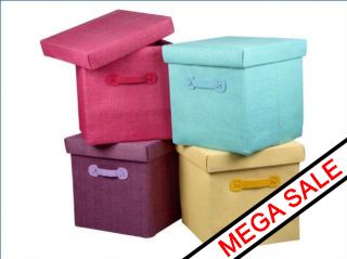 Collapsible Canvas Storage Box Decorative Selection of 11 Colours 5