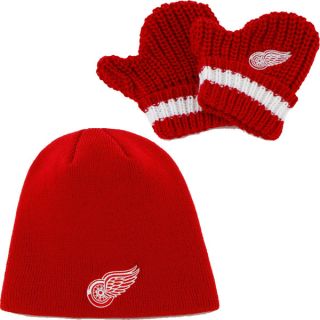 Detroit Red Wings Youth Red 47 Brand Baby Rae Knit Mitten Beanie Set