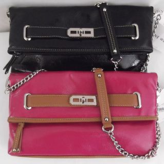  Black Iris Clutch Shoulder Bag Handbag Purse Patent Leather