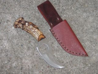 Whitetail Deer Antler Patch Skinner Knife Handmade Sheath Included New