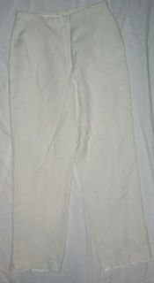 Womens David N Cream Color Lined Linen Pants Size 10