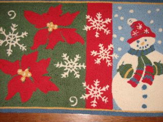  NWT Christmas Holiday Hand Hooked Decorative Rug Large 24x40 Snowman