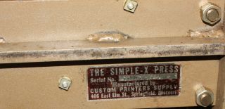 Simplex Pratt 2 Ton Hot Platen 5 x 8 Jewelry or Rubber Stamp Press