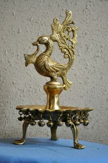 Oil Lamp Bird Deepak Diya Stand Brass made figure for temple worship