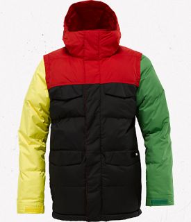 Burton Mens Deerfield Puffy Jacket Rasta New with Tags Fast Shipping