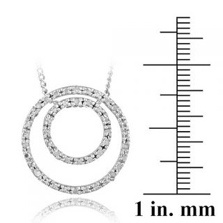 925 Sterling Silver 1/8ct Diamond Double Circle Necklace, IJ I3