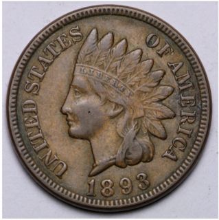 1893 Indian Head Cent Full Liberty Diamonds 