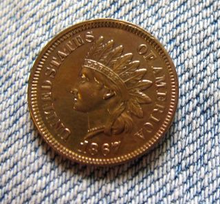  1867 Indian Penny 4 Diamonds Showing