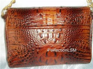 Brahmin Didi Melbourne Embossed Croc All Leather Shoulder Bag in Rich