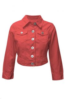 New Womens Ladies Cropped Coloured Denim Jacket 8 10 12 14 16 Blue Red