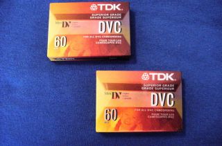 TDK Mini Digital Video Cassette DVC 60 Minute Lot of 2 Mini DV DVM60ME
