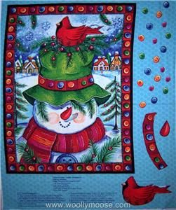 Happy Snowman with Button Springs Creative Fabric Panel