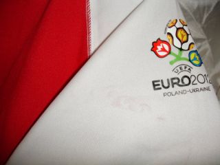 Denmark Soccer Jersey Euro 2012 Red/White Carlsberg Mens Large