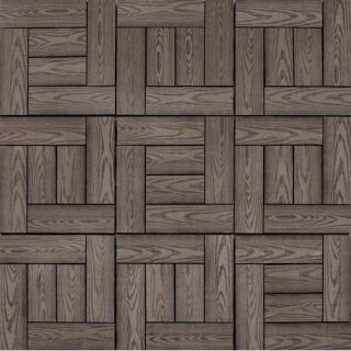  12 x 12 Interlocking Wood Grain Deck Tiles in Chocolate