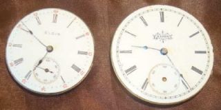 Vtg Elgin Pocket Watch Porcelain Dials Movements Parts