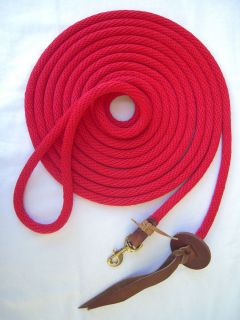 LUNGE LINE 5 8 X 25 RED DERBY ROPE WITH BRASS SNAP HORSE TACK NEW