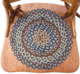 Braided Chair Pads River Stone Blue Primitive Country Dining Room