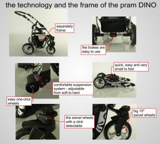 Pram Pushchair Dino Swivel Wheels 3in1 from LUX4KIDS 3in1 Travel