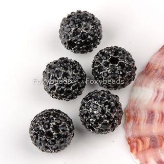  12mm Black Crystal Loose Pave Disco Ball Spacer Jewelry Bead