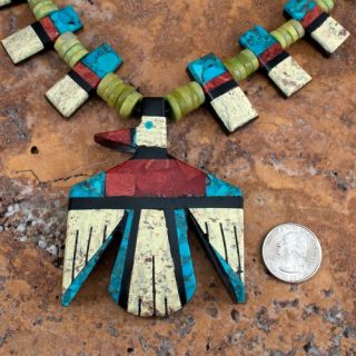 Santo Domingo Native American Necklace Delbert Crespin 4H9