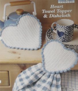 Heart Towel Topper & Dishcloth Needlecraft Crochet Pattern