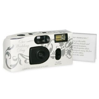 10 Silver & White Lace Disposable Wedding Camera Favor