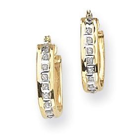 14k Gold Squared Hinged Diamond Accent 1 4 Hoop Earrings