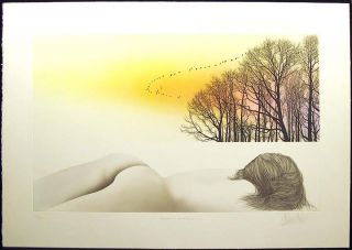 Franklin Galambos Distant Seasons Hand Tinted & Signed Art Etching