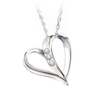  Heart My Love 3 Diamond Pendant Necklace by Bradford Exchange