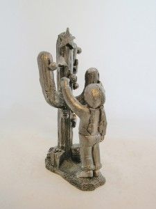 Michael Ricker Pewter Diana Girl w Christmas Cactus Le