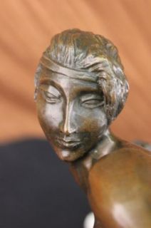 Signed Pierre Le Faguays Bronze Art Deco Statue Diane