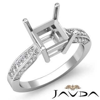 Princess Diamond Engagement Ring Cathedral Pave Platinum 950 Semi