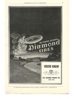  1910 Diamond Tires Akron Ohio Vintage Ad