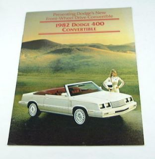 Original 1982 Dodge 400 Convertible Brochure. Covers the 400