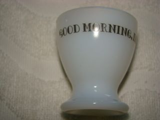 Vintage White Milk Glass Egg Cup Good Morning Dieter