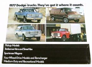 1977 77 DODGE TRUCK BROCHURE Pickup D100 Street Van Ramcharger