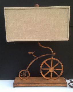 Rustic Antique Bicycle Tricycle Bicycling Table Desk Accent Lamp