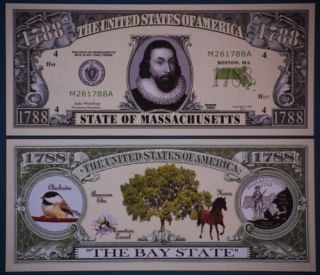 Massachusetts Bay State Dollar Bill Money Plus Holder
