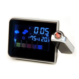 New Digital LED Projector Alarm Clock Weather Station Colorful