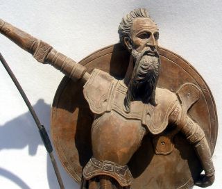 Antique 1950s Modernist Wood Sculpture Don Quixote La Mancha Salvador