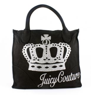Juicy Couture Icon Bling Black Canvas Tote Purse Bag New