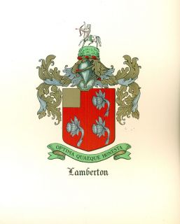 Great Coat of Arms Lamberton Family Crest Genealogy Would Look Great