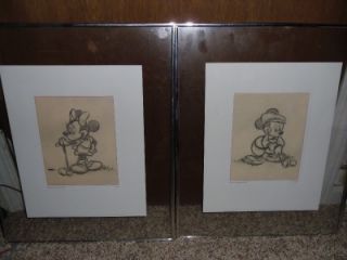 clear unique FRAMED Disney MICKEY & MINNIE GOLF PRINTS 20 x 16