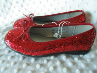 Red Glitter Dorothy Shoes Ballet Flats Girls Sz 12 5