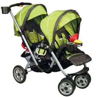 New Jeep Double Stroller Baby Triple Strollers Double Car Seat Green