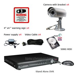 CCTV 4CH Standalone DVR IR Camera Home DIY Security Kit