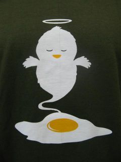 Funny Egg Chicken Ghost T Shirt Men XL Olive Green New